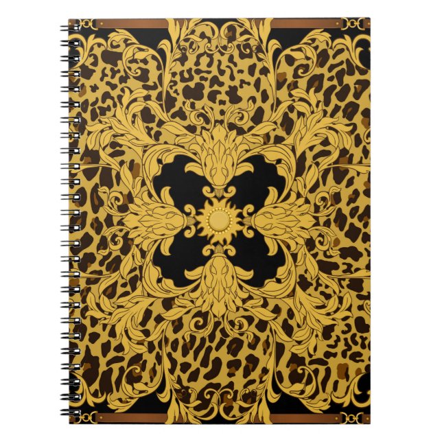 Nahtlose Ornament mit Leopard und Barock Notizblock (Vorderseite)