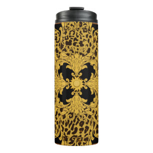 Nahtlose Ornament mit Leopard und Barock Thermosbecher