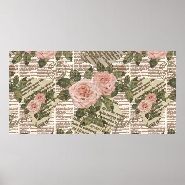 Nahtlose Pariser Tapete. Vintage Zeitung Poster (Vorne)