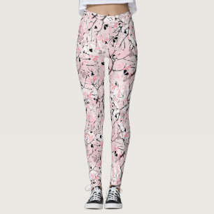Nahtlose pastellfarbene Blume Rosa blütenrote Blät Leggings