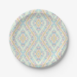 Nahtlose, pastellgrün-blaue Dekoration Pappteller