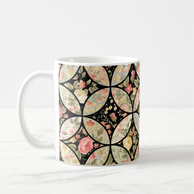 Nahtlose Patchwork-Blumenmuster Kaffeetasse (Links)