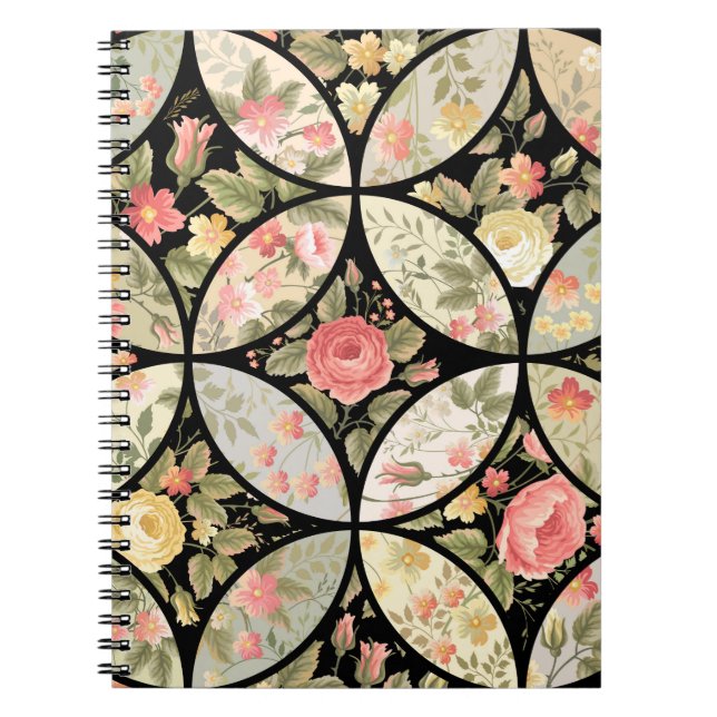 Nahtlose Patchwork-Blumenmuster Notizblock (Vorderseite)