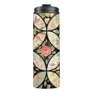 Nahtlose Patchwork-Blumenmuster Thermosbecher