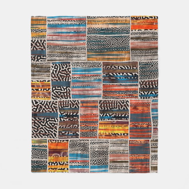 Nahtlose Patchwork-Collage-Mix-Quiltmuster-Druck Fleecedecke (Vorderseite)