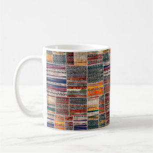 Nahtlose Patchwork-Collage-Mix-Quiltmuster-Druck Kaffeetasse