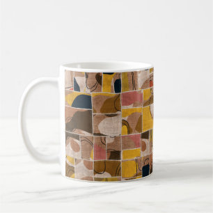 Nahtlose Patchwork-Collage-Mix-Quiltmuster-Druck Kaffeetasse