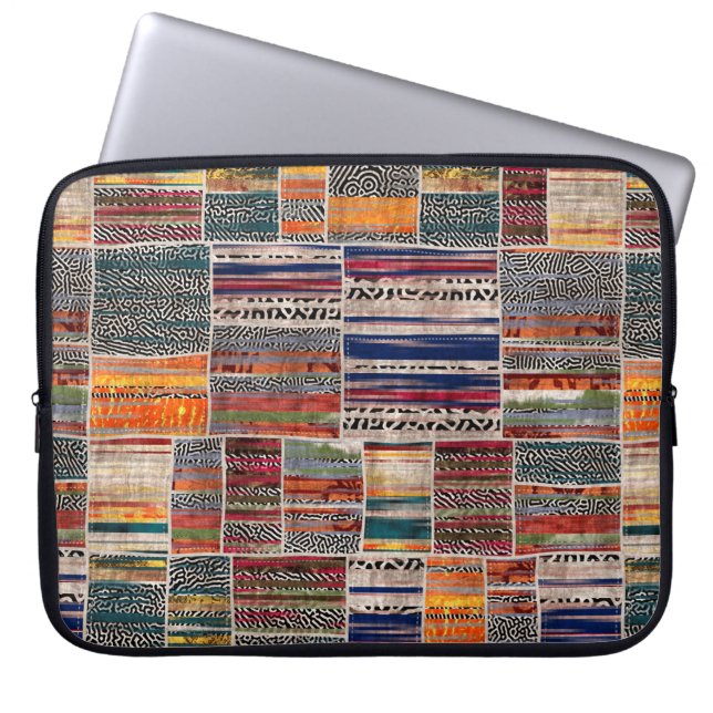 Nahtlose Patchwork-Collage-Mix-Quiltmuster-Druck Laptopschutzhülle (Vorderseite)