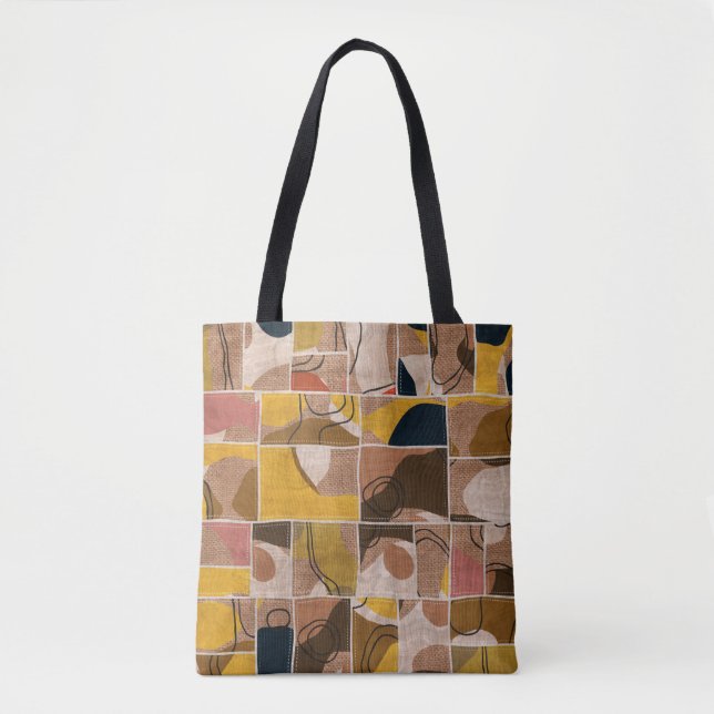 Nahtlose Patchwork-Collage-Mix-Quiltmuster-Druck Tasche (Vorderseite)