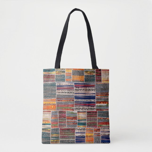 Nahtlose Patchwork-Collage-Mix-Quiltmuster-Druck Tasche (Vorderseite)