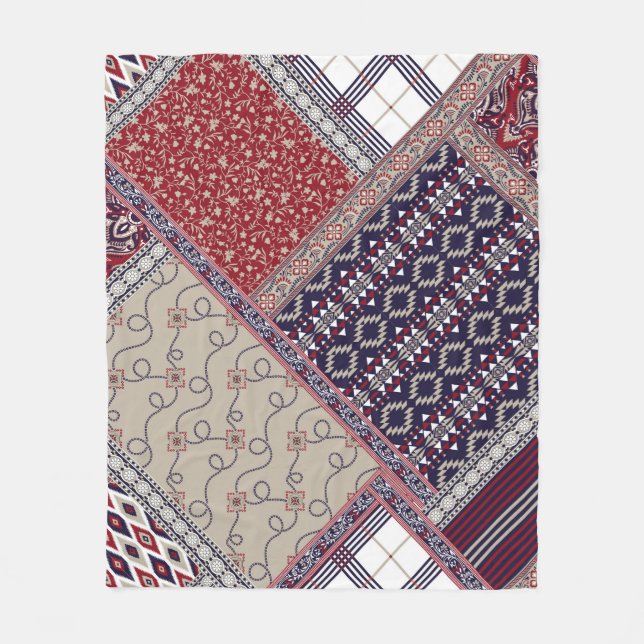 Nahtlose Patchwork-Muster auf Marineschiffen, Abst Fleecedecke (Vorderseite)