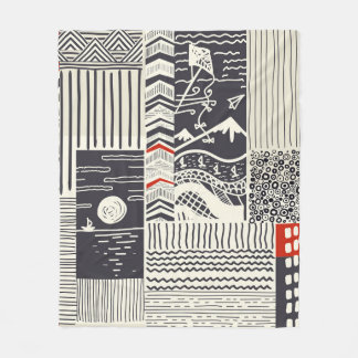 Nahtlose Patchwork-Muster aus abstrakten Doodles.  Fleecedecke