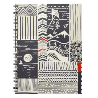 Nahtlose Patchwork-Muster aus abstrakten Doodles. Notizblock