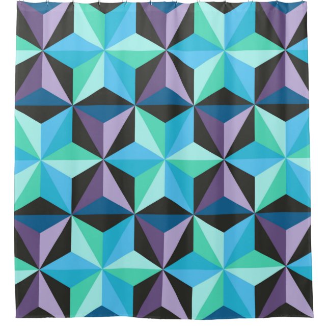 Nahtlose Patchwork-Muster mit Sternen. Abstrakt Duschvorhang (Vorderseite)