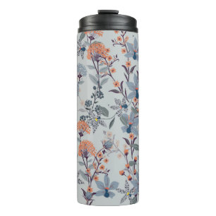 Nahtlose Patternwilde Blume, Abgeschieden auf blau Thermosbecher