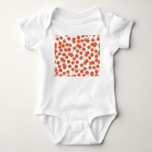 Nahtlose Pfirsichfrüchte, Sommermuster. Baby Strampler