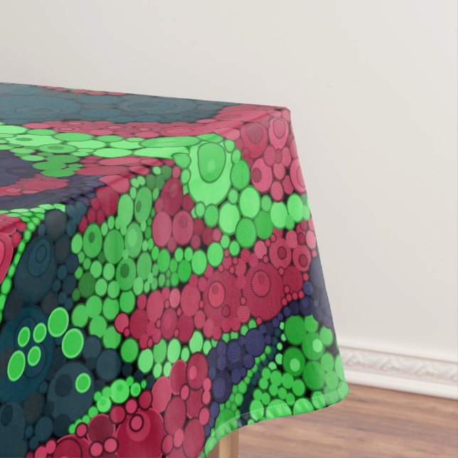 Nahtlose Pointillismus handgemalte Kreise rund um  Tischdecke (Beispiel)