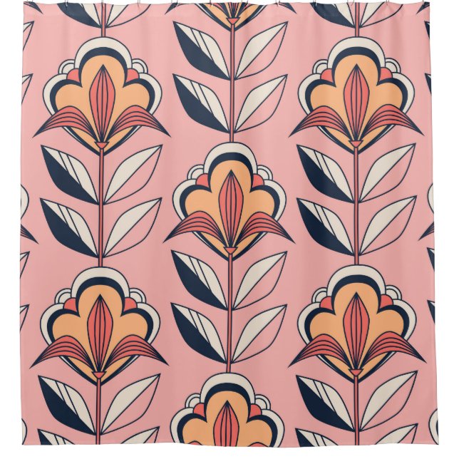 nahtlose Retro-Blumenmuster Duschvorhang (Vorderseite)