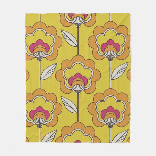 nahtlose Retro-Blumenmuster Fleecedecke (Vorderseite)