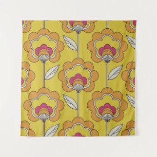 nahtlose Retro-Blumenmuster Wandteppich