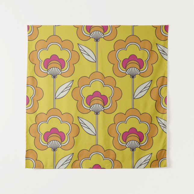 nahtlose Retro-Blumenmuster Wandteppich (Vorderseite)