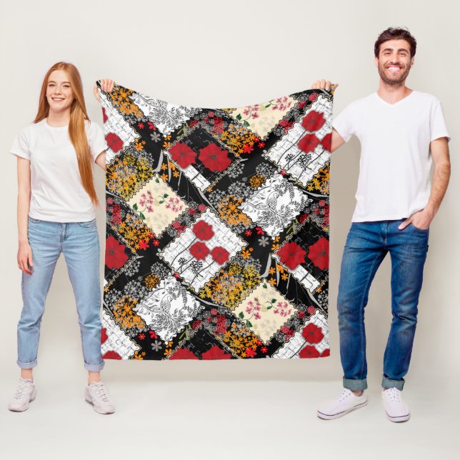 Nahtlose Retro-Vintage Patchwork-Stepppatches Fleecedecke (Beispiel)