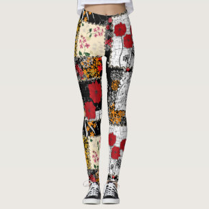 Nahtlose Retro-Vintage Patchwork-Stepppatches Leggings
