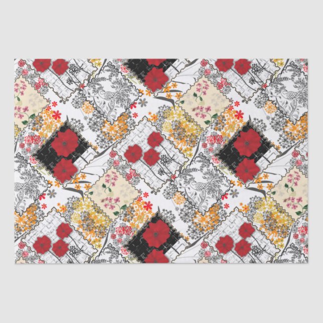 Nahtlose Retro-Vintage Patchwork-Stepppatches Seidenpapier (Vorderseite)