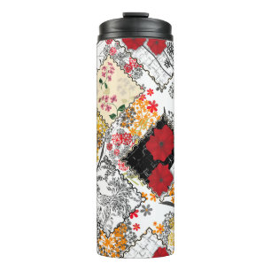 Nahtlose Retro-Vintage Patchwork-Stepppatches Thermosbecher