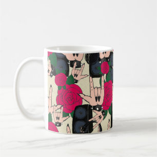 Nahtlose Rockmusik, abstraktes Muster. Kaffeetasse