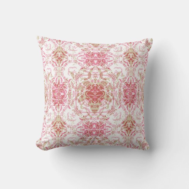 Nahtlose romantische feminine Ornamentik pink weiß Kissen (Vorderseite)