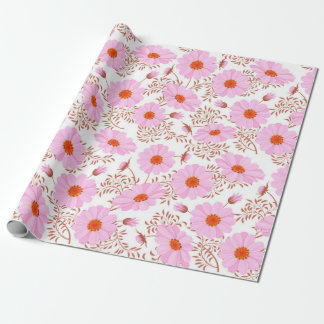 Nahtlose Rosa-Dissy-Blume Vintage Muster auf Weiß Geschenkpapier