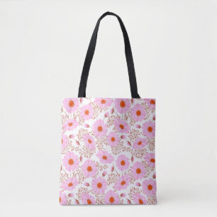 Nahtlose Rosa-Dissy-Blume Vintage Muster auf Weiß Tasche