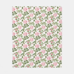 Nahtlose rosa Rosen mit grünen Blättern Fleecedecke