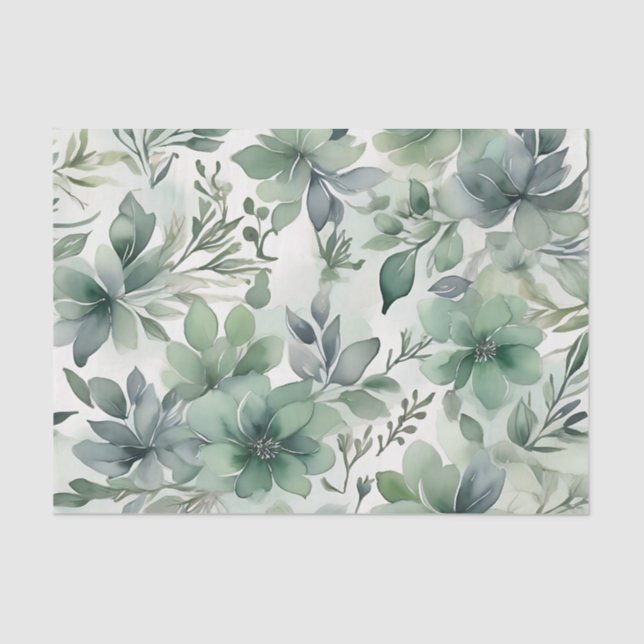 Nahtlose Sage Grüne Blüte Seidenpapier (Vorderseite)