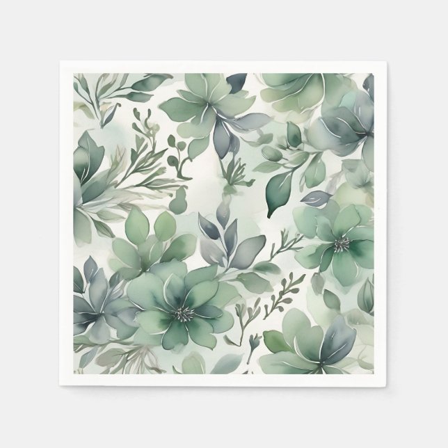 Nahtlose Sage Grüne Blüte Serviette (Vorderseite)