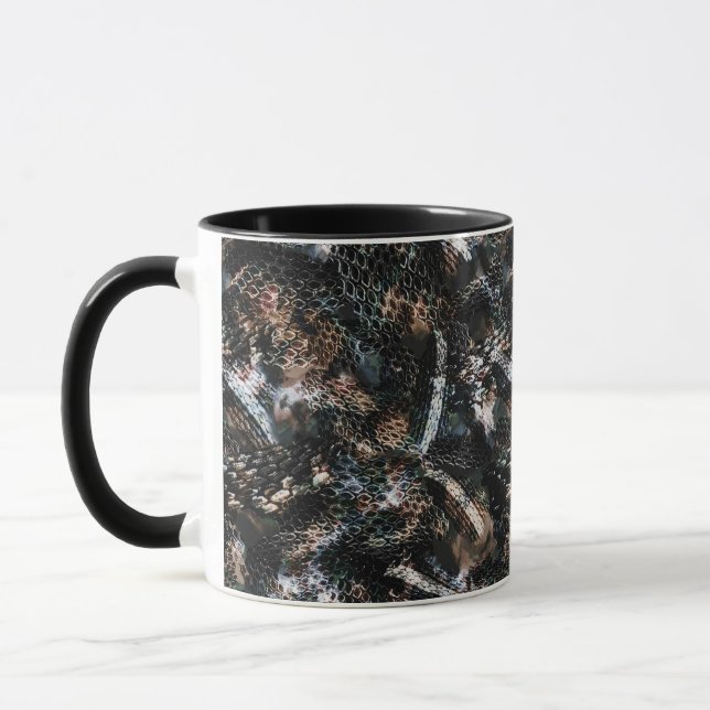 Nahtlose Schlangenechse Reptil Python Haut Leder Tasse (Links)
