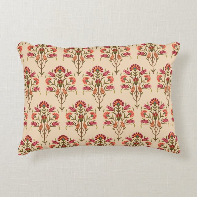 nahtlose Schleimhaut-Blume Muster Design Creme Bac Dekokissen (Vorderseite)