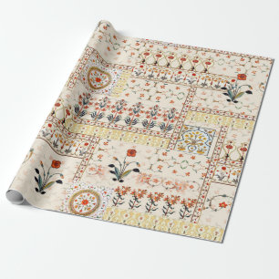 Nahtlose schöne Mughal-Blüte mit ethnischer Pais Geschenkpapier