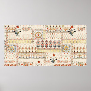 Nahtlose schöne Mughal-Blüte mit ethnischer Paisle Poster