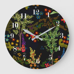 Nahtlose schöne niedliche Cartoon Blume Pflanze Große Wanduhr