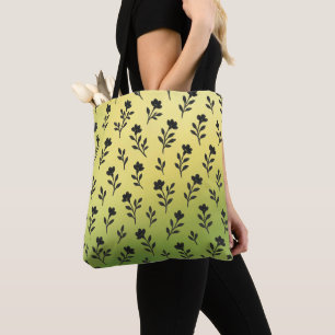 Nahtlose Schwarz-Flora-Motive Tasche