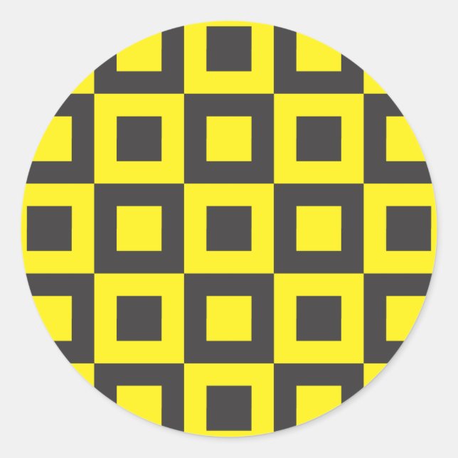 nahtlose schwarz-gelbe Quadrate auf Quadraten Runder Aufkleber (Vorderseite)