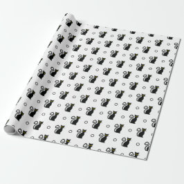 Nahtlose schwarze Katzen Weißes Halloween-Papier Geschenkpapier