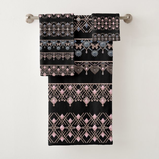 Nahtlose Spitzen-Ornamentaldekoration elegant Badhandtuch Set (Insitu)