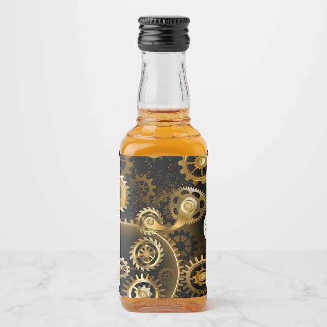 Nahtlose Steampunk-Messinggeräte Alkoholflaschenetikett (Vorderseite)