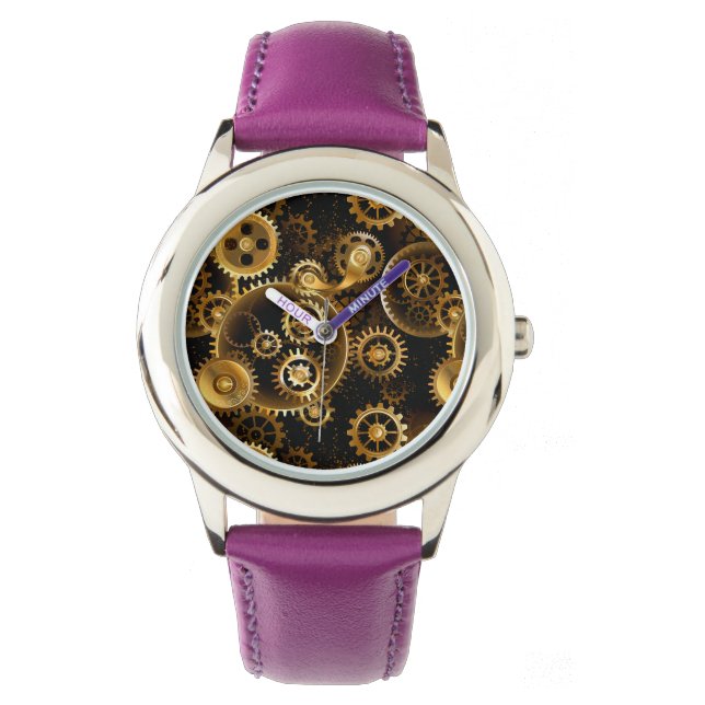 Nahtlose Steampunk-Messinggeräte Armbanduhr (Vorderseite)