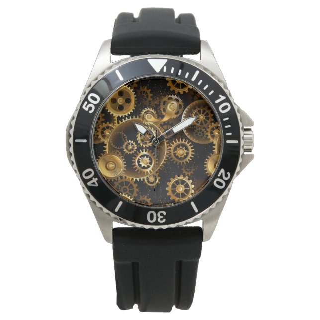 Nahtlose Steampunk-Messinggeräte Armbanduhr (Vorderseite)