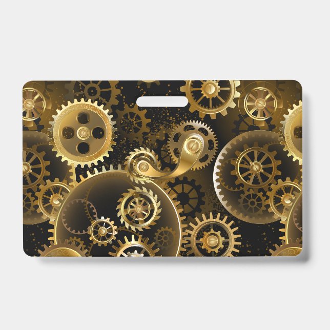 Nahtlose Steampunk-Messinggeräte Ausweis (Vorderseite)
