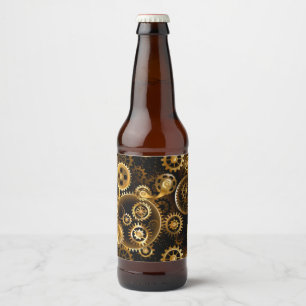 Nahtlose Steampunk-Messinggeräte Bierflaschenetikett